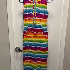 LOVE Tie Dye Sleeveless Hooded Dress Size M